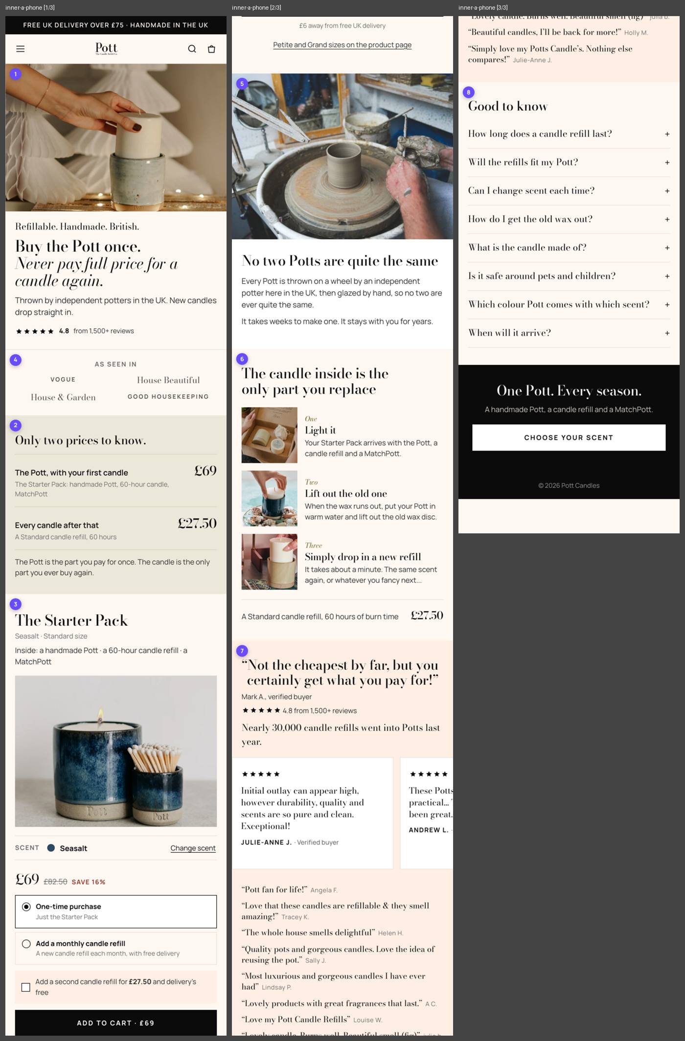 Version A Starter Pack page, full length in three columns